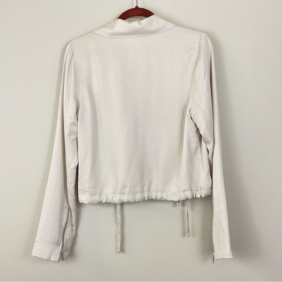 Abercrombie & Fitch Beige Drape Moto Jacket Size Medium - Picture 7 of 8